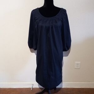 DIANE von FURSTENBERG navy lightweight dress with puff sleeves, size 2, $398.00